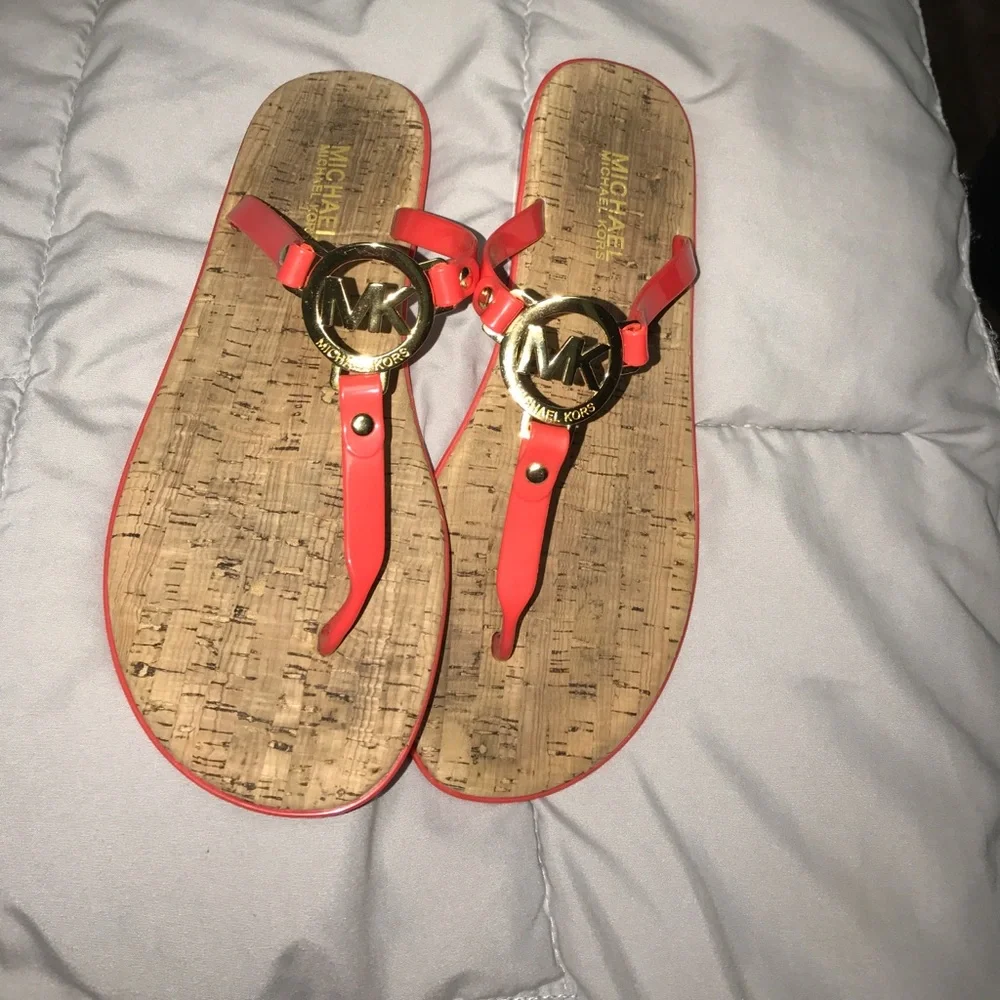 Michael Kors Red Sandals with Gold Accents - Picture 1 of 3